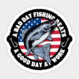 USA Patriotic Trout Fishing Sticker